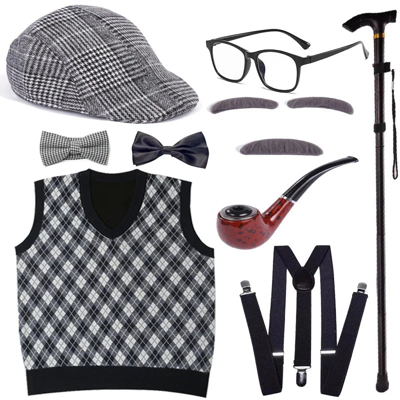 Old Man Grandpa Cosplay Costume Accessory Set