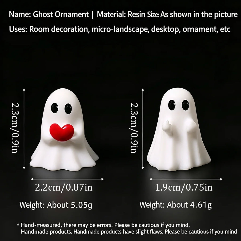 Halloween Ghost 6pcs Decorations: Mini Resin Crafts—Cute Cartoon Miniature Landscapes and DIY Ornaments