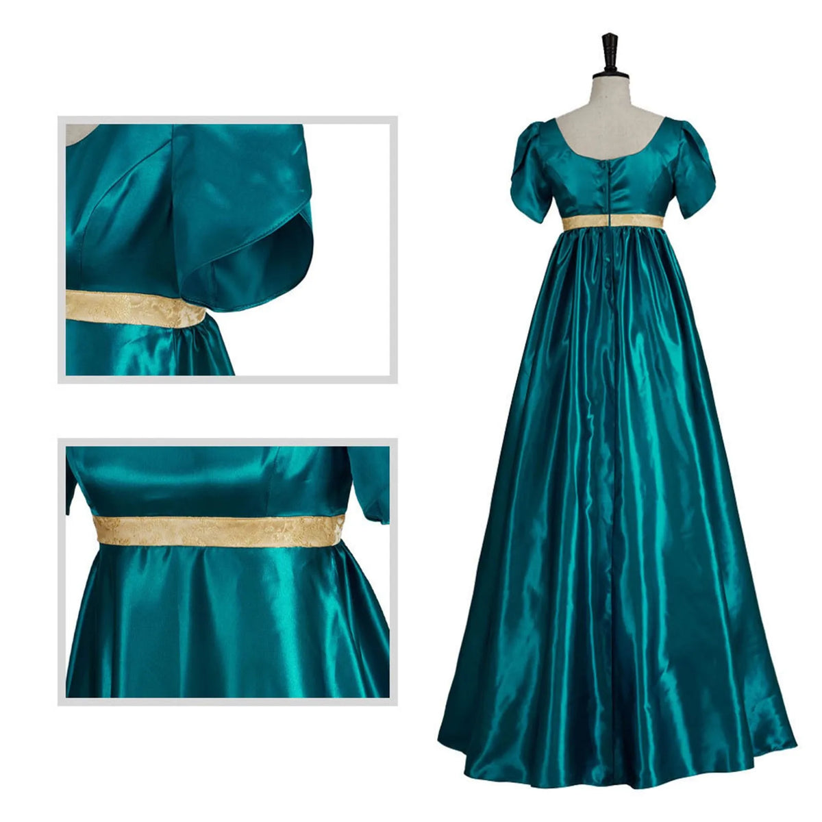 Victorian Empire-Waist Satin Cosplay Dress