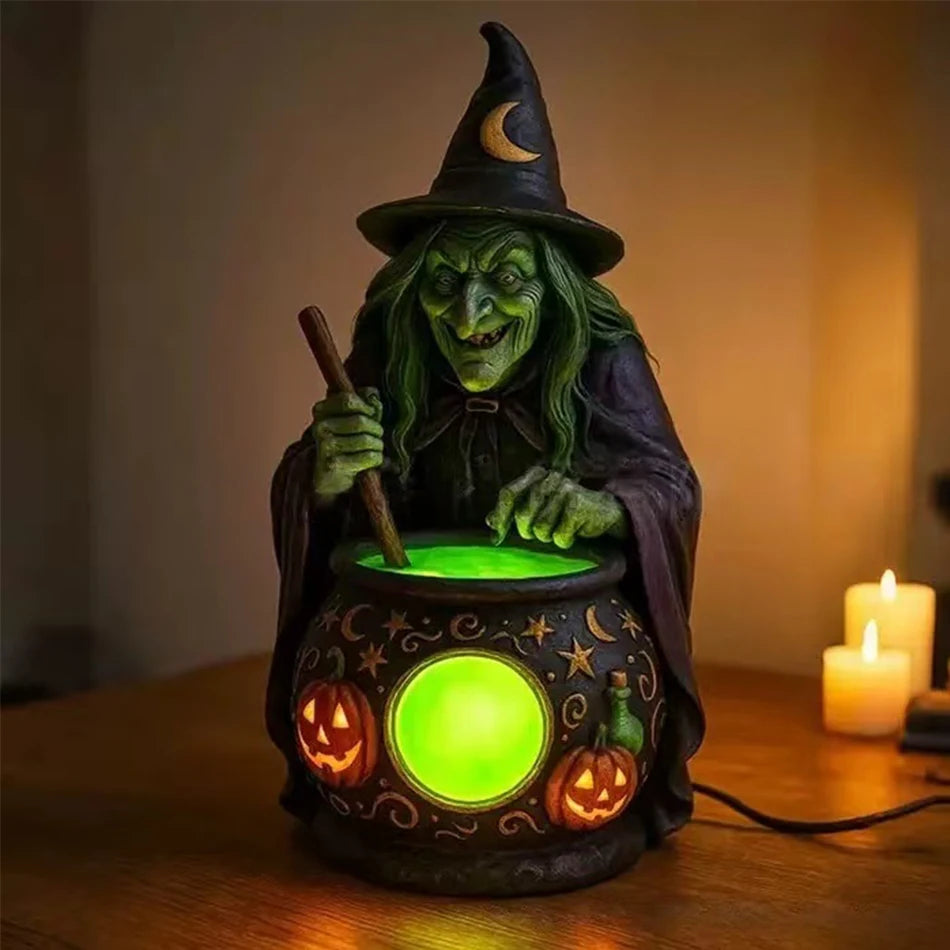 Halloween Witch Ghost 3D  Lamp Lantern Decorative Resin Lantern For Festival Spooky Party Decor Halloween Outdoor Indoor Lantern
