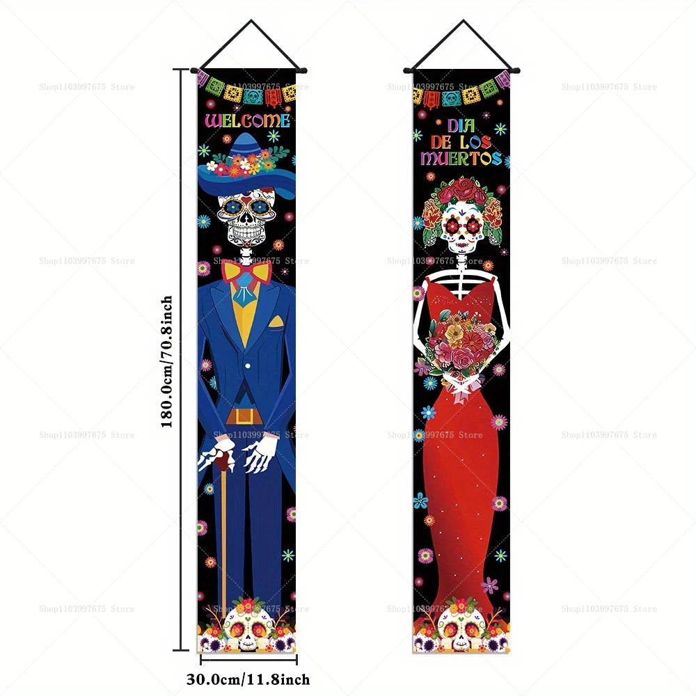 Dia De Los Muertos Porch Sign Banners Mexico Day Halloween