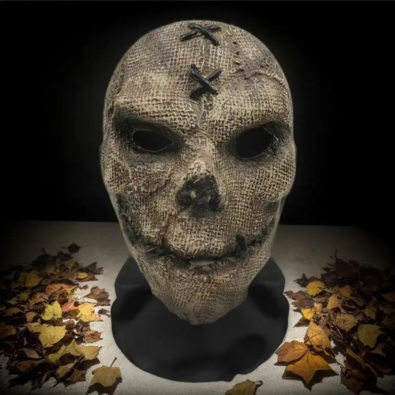 Halloween Ghost Face Full Mask, 3D Printed Stretchable Mesh, Comically Horrifying Cosplay Party Skull Headdress.