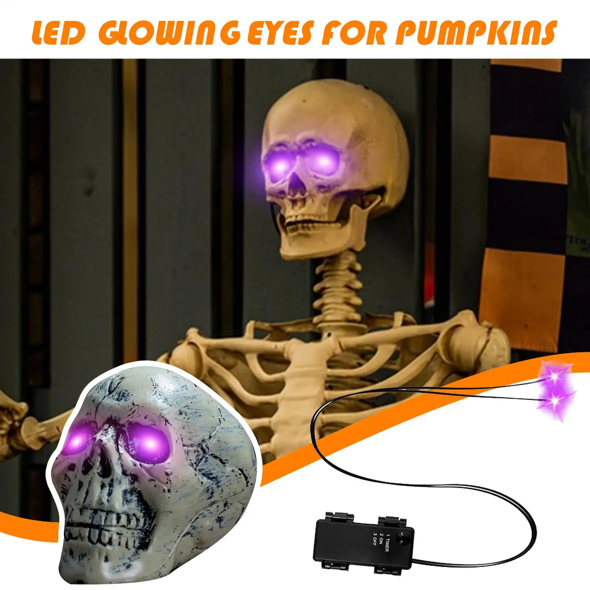 Halloween LED Glowing Eyes With Timer Light Up DIY Eyes For Skeleton Pumpkins Masks Tombstones Indoor Outdoor Horror Decors