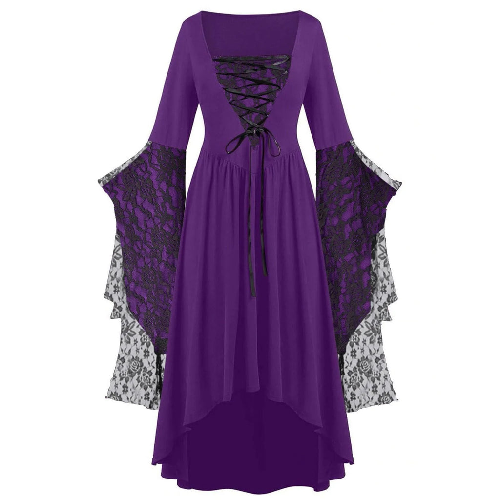 Women’s Gothic Witch Vampire Trumpet-Sleeve Dress