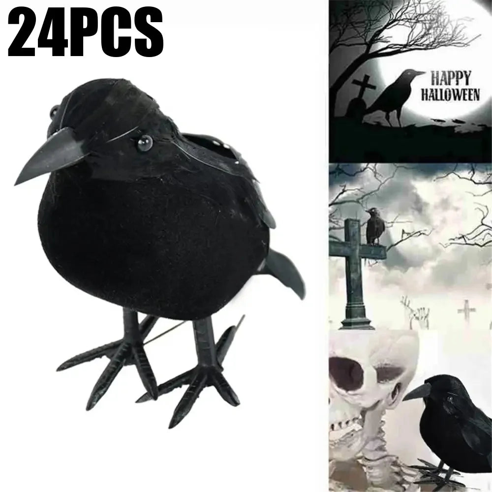 Realistic Black Crow Raven Halloween Decoration