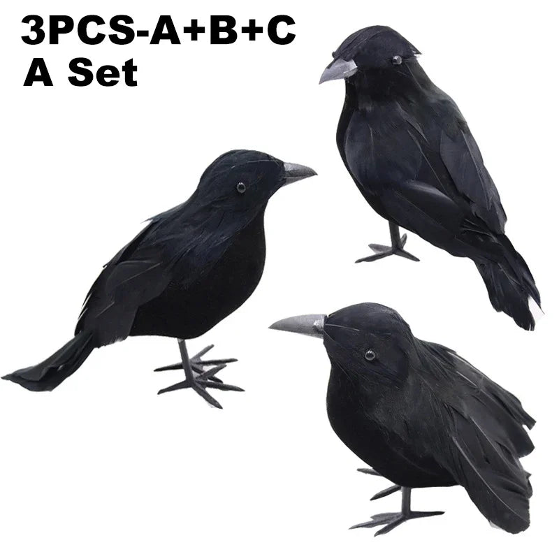 Realistic Black Crow Raven Halloween Decoration