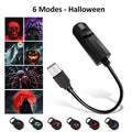 Halloween Moon USB Projector Light Palm Prints & Faces Holiday Night Light Rotatable Scenes Projector for Wall Ceiling Decor