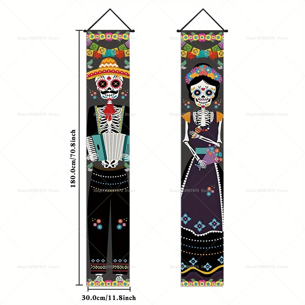 Dia De Los Muertos Porch Sign Banners Mexico Day Halloween