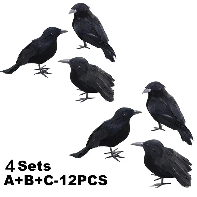 Realistic Black Crow Raven Halloween Decoration