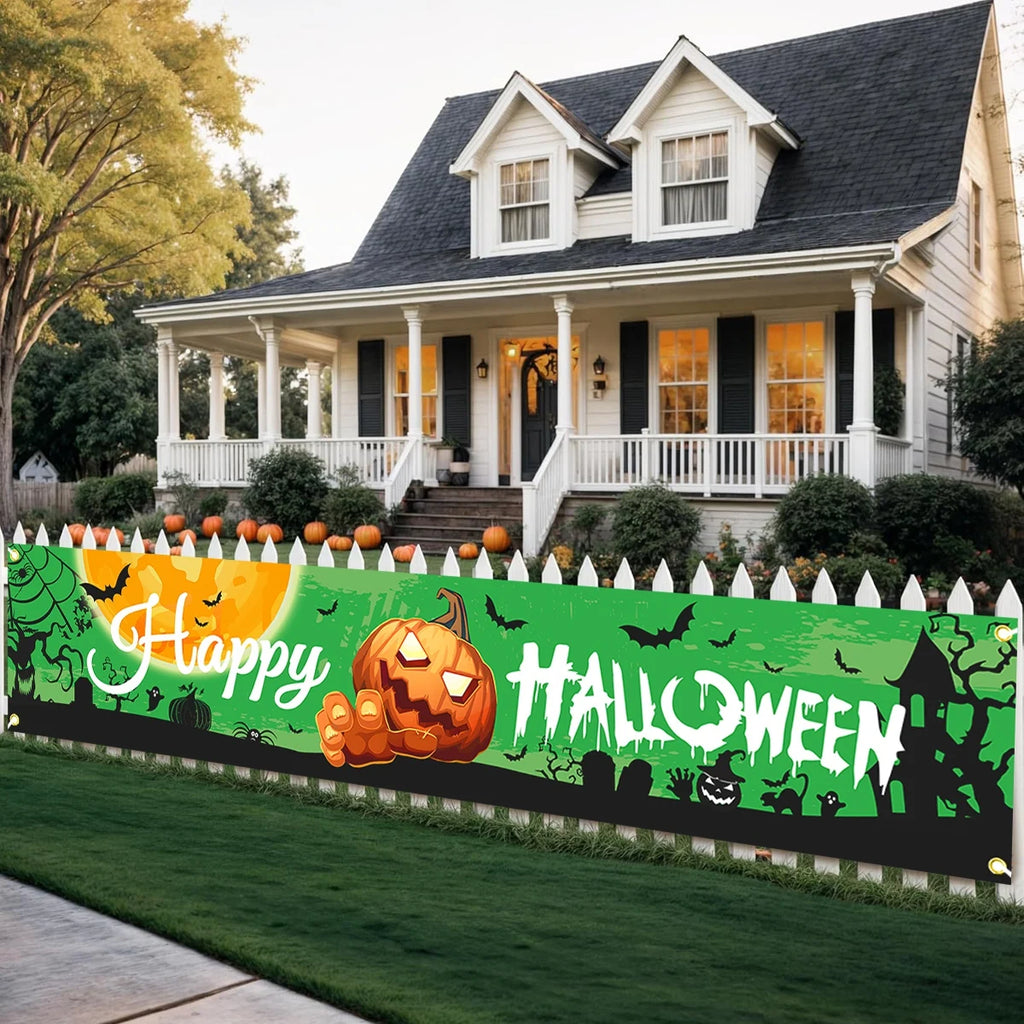 Halloween Banner Pumpkin Door Hanging Horror Halloween Hanging Banner For Home Decor Happy Halloween Ghost Festival Party Decor