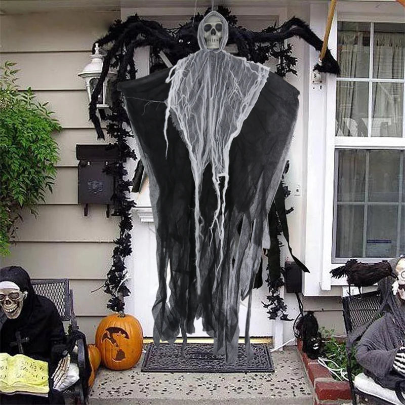 Hanging Skull Ghost Ornament Haunted House