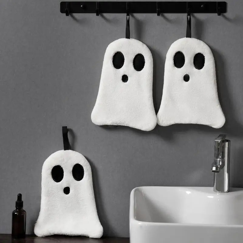 Halloween Ghost Hand Towels For Bathroom Halloween Ghost Embroidered Hand Drying Towels Halloween Kitchen Towel Absorbent Ghost