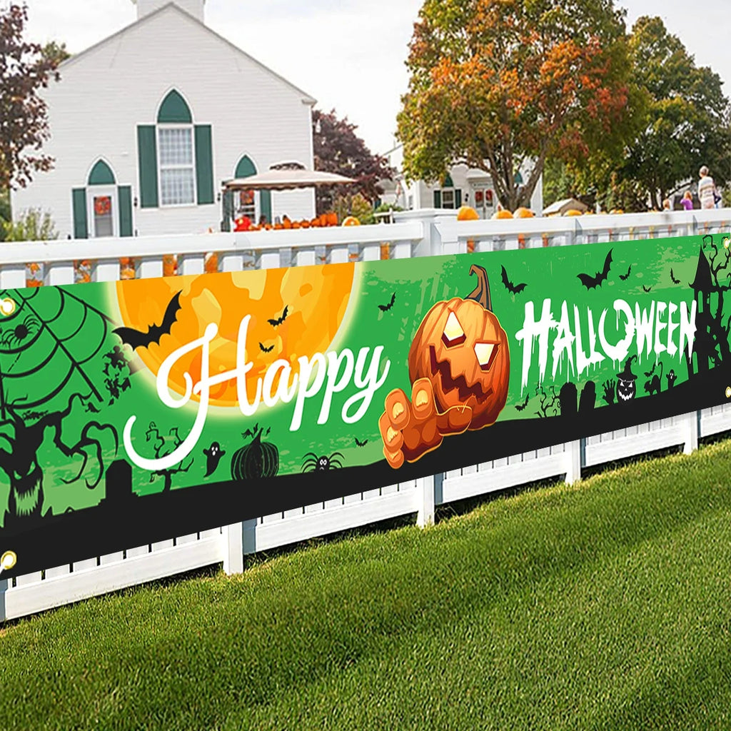 Halloween Banner Pumpkin Door Hanging Horror Halloween Hanging Banner For Home Decor Happy Halloween Ghost Festival Party Decor