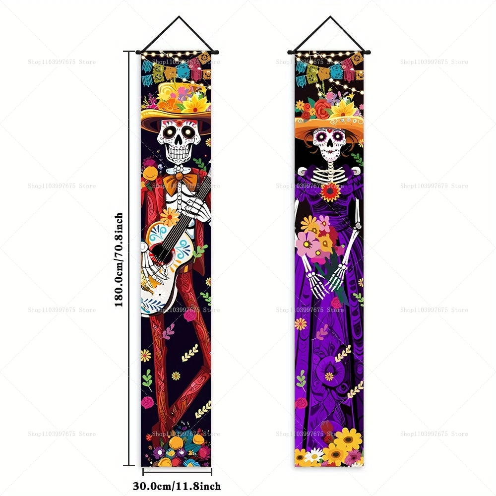 Dia De Los Muertos Porch Sign Banners Mexico Day Halloween