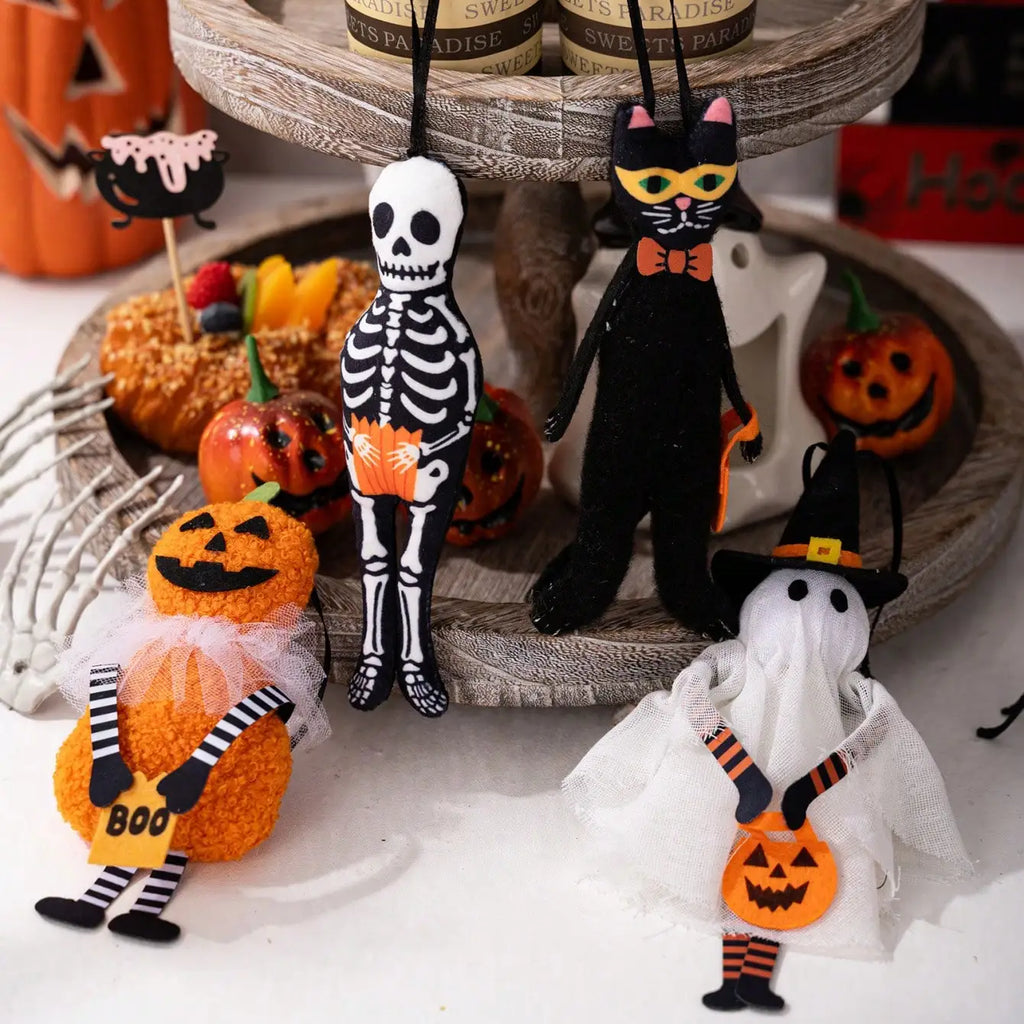 Halloween Hanging Pendant Pumpkin Black Cat Ghost Skull Horror Doll Ornament Outdoor Home Party Halloween Decoration