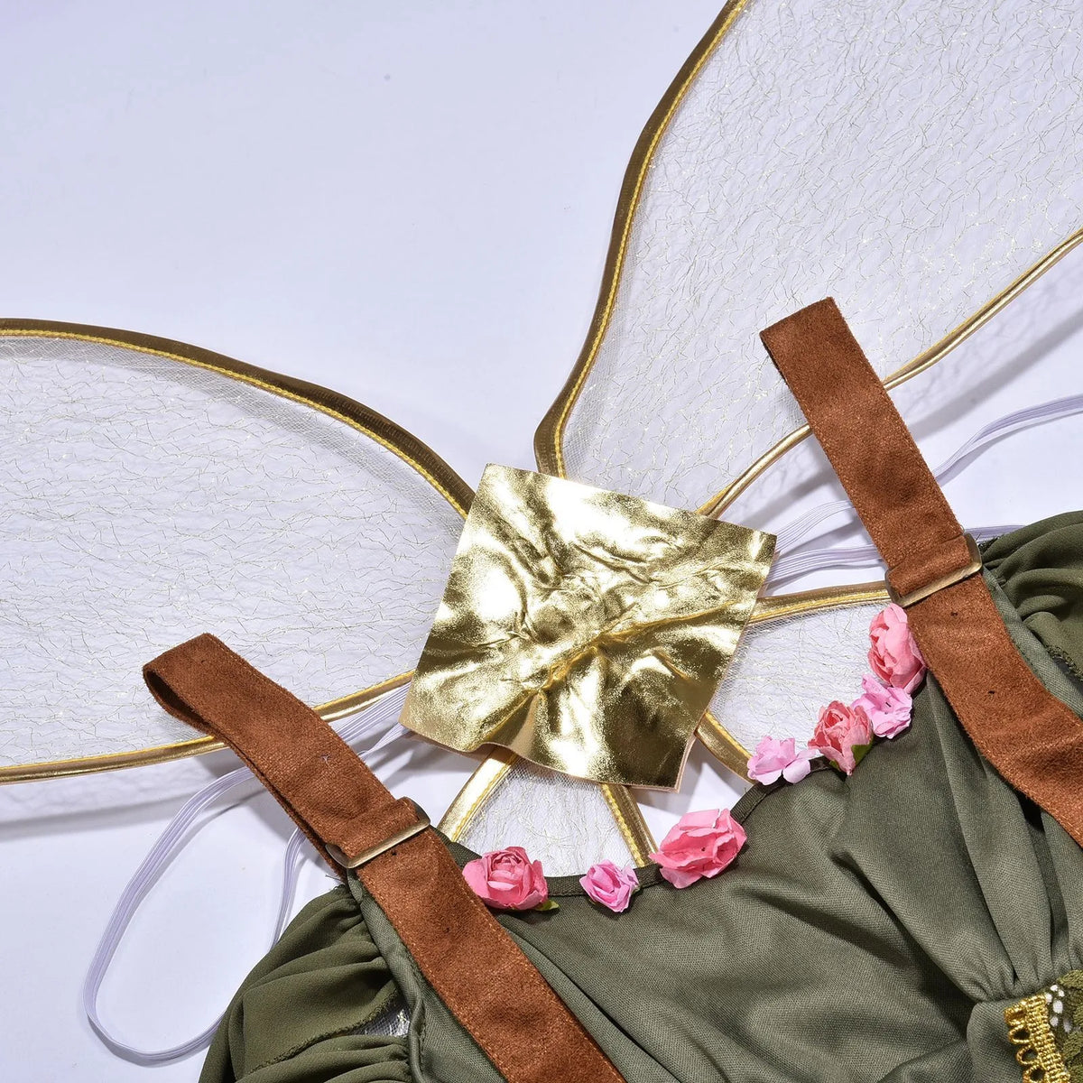 Enchanted Green Fairy Wing Corset Dress