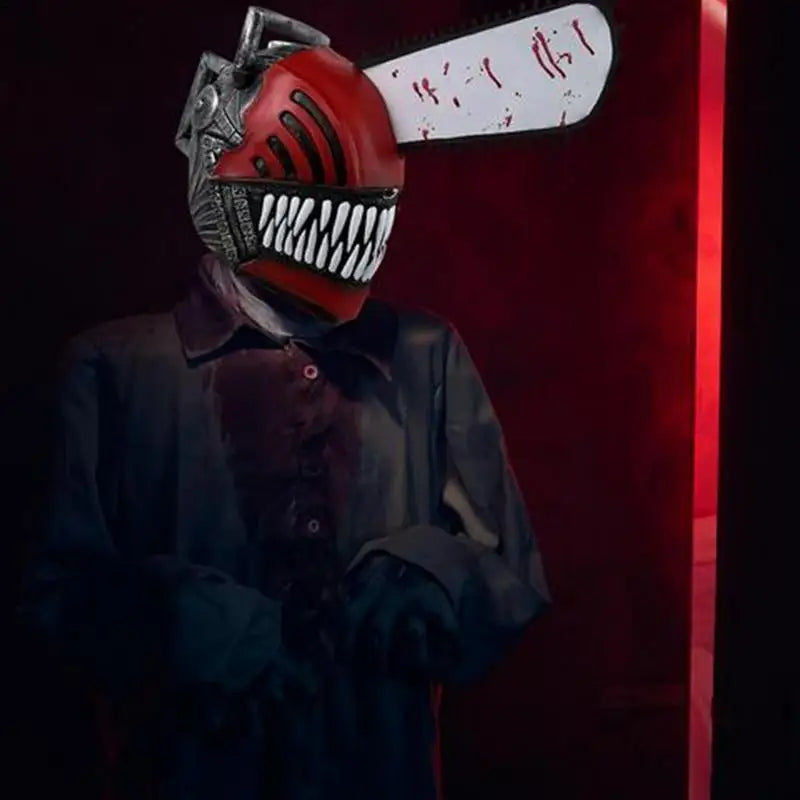 Horror Comics Chainsaw Man Latex Headset April Fool's Day Halloween Role Playing Mask Cosplay terror Headgear Mask Decor props
