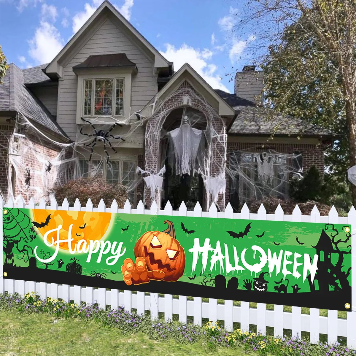 Halloween Banner Pumpkin Door Hanging Horror Halloween Hanging Banner For Home Decor Happy Halloween Ghost Festival Party Decor