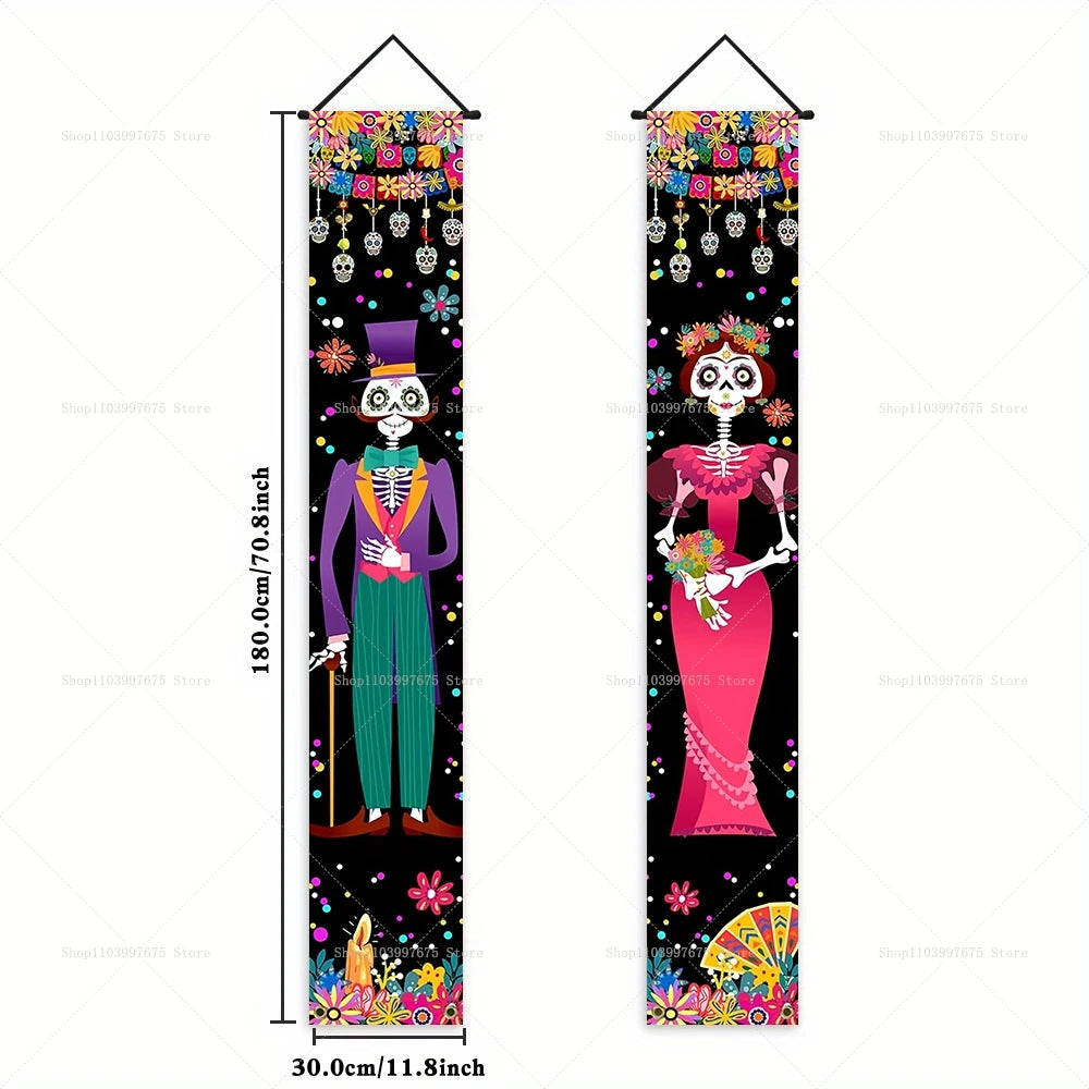 Dia De Los Muertos Porch Sign Banners Mexico Day Halloween
