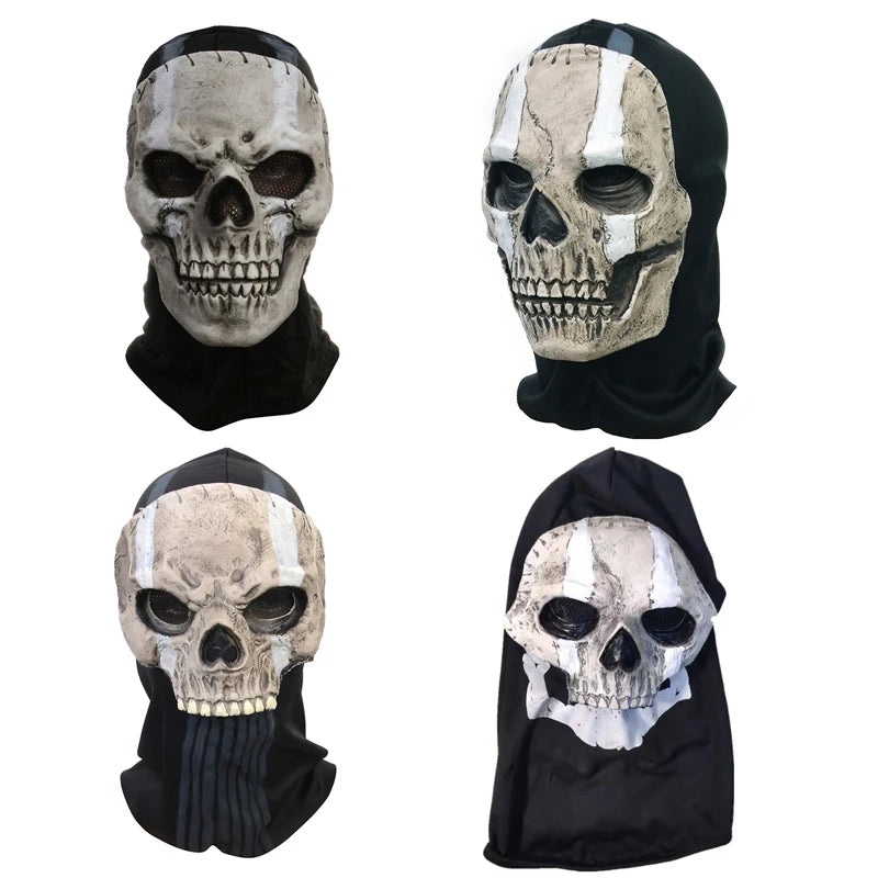 Halloween Horror Ghost Skull Latex Mask Games Unisex Character Headgear Helmet Cosplay Perform Dance Dress Up Masquerade Props