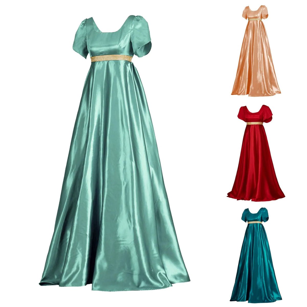 Victorian Empire-Waist Satin Cosplay Dress