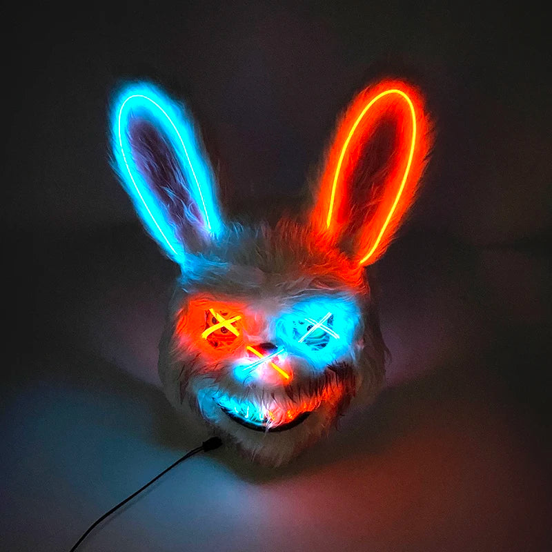 Halloween Light Up Horror Animal Mask LED Luminous Bloody Bear Mask Flashing Neon Cosplay Scary Masquerade Party Mask Supplies