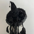 Gothic Witch Hat with Veil and Roses