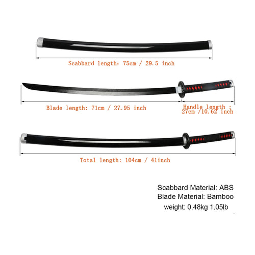 41-Inch Anime-Inspired Samurai Katana Cosplay Prop
