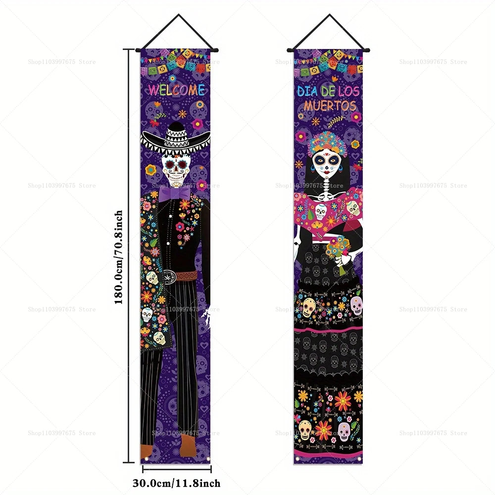 Dia De Los Muertos Porch Sign Banners Mexico Day Halloween
