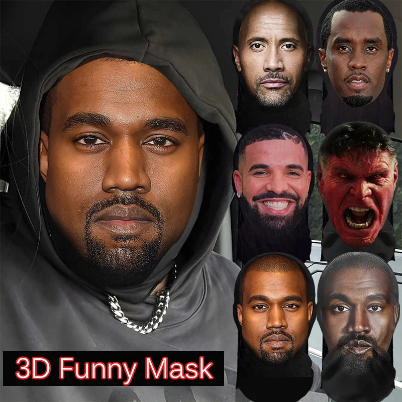 Funny 3D Face Mask – Unisex Halloween Head Cover