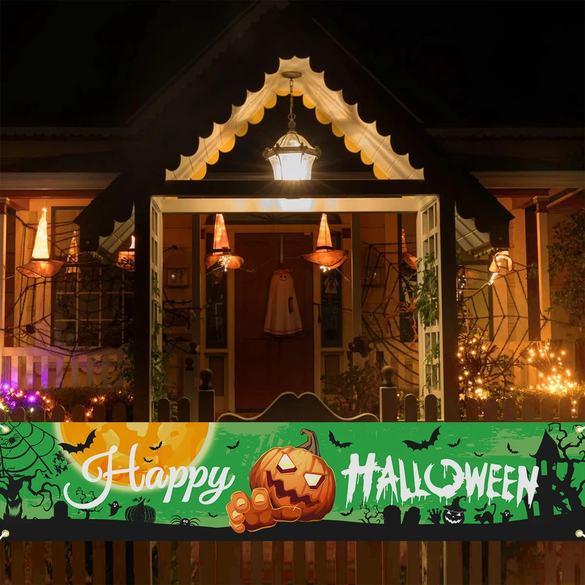 Halloween Banner Pumpkin Door Hanging Horror Halloween Hanging Banner For Home Decor Happy Halloween Ghost Festival Party Decor
