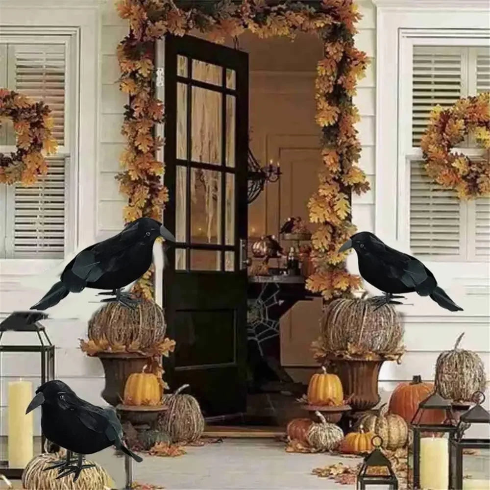 Realistic Black Crow Raven Halloween Decoration