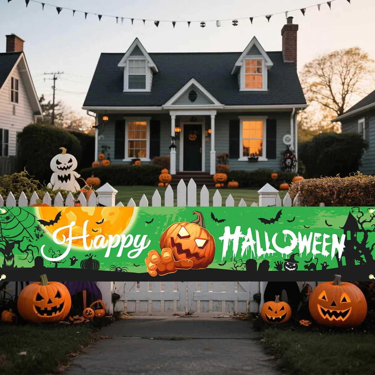 Halloween Banner Pumpkin Door Hanging Horror Halloween Hanging Banner For Home Decor Happy Halloween Ghost Festival Party Decor