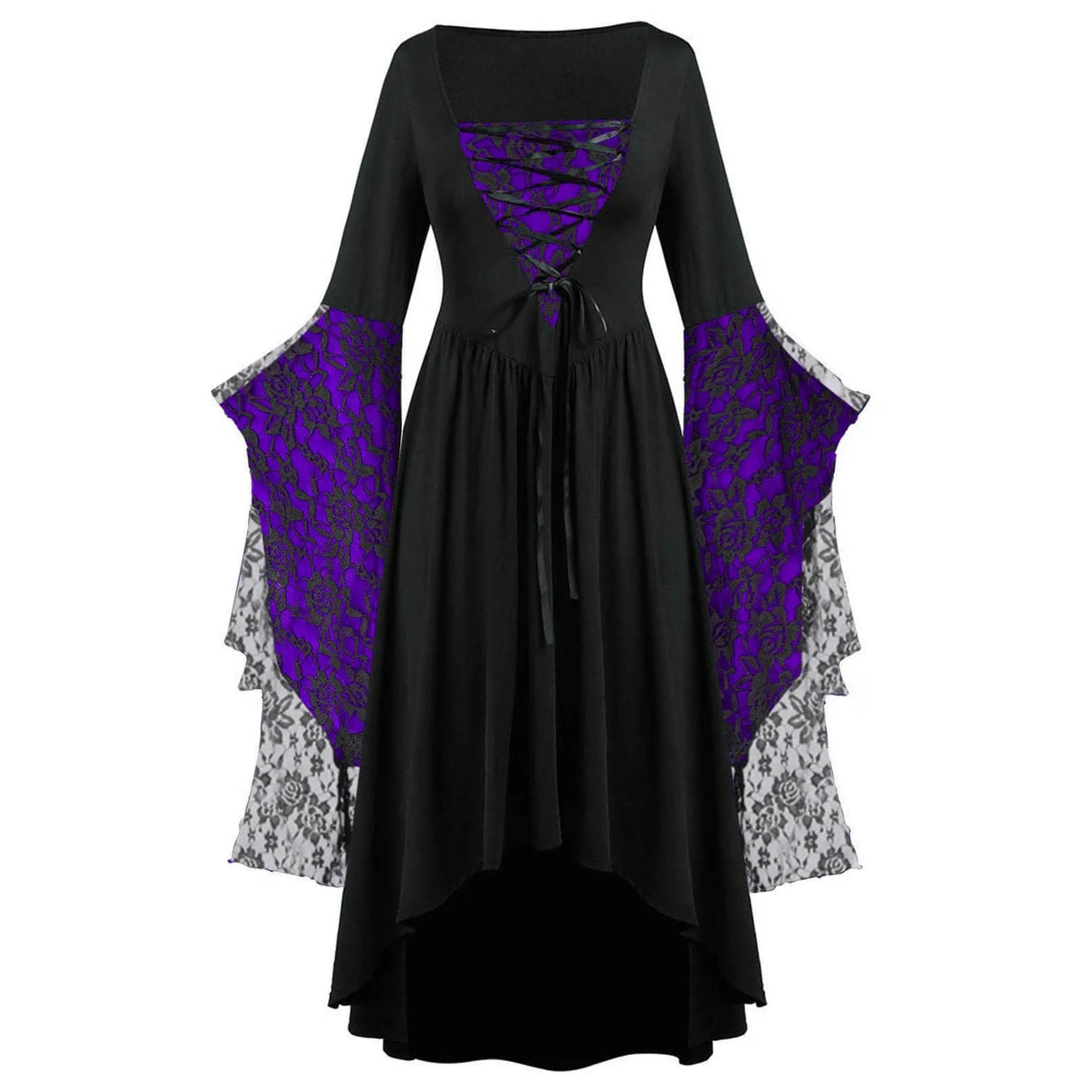 Women’s Gothic Witch Vampire Trumpet-Sleeve Dress