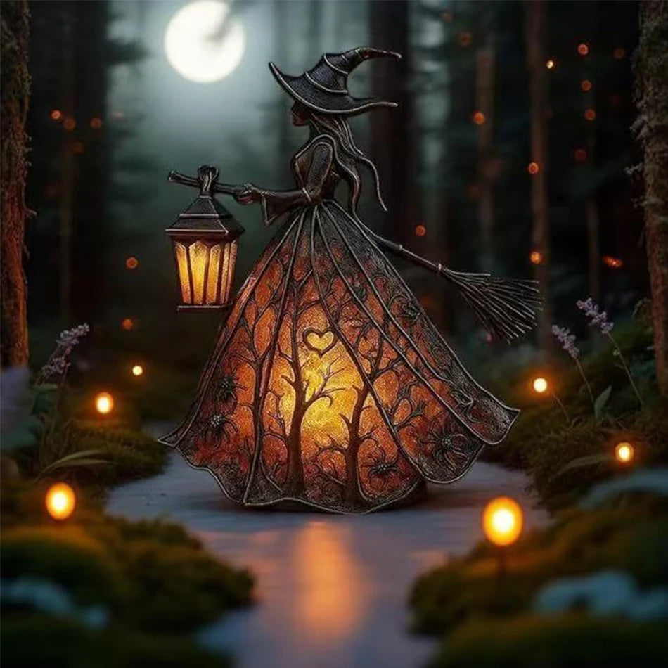 Halloween Witch Ghost 3D  Lamp Lantern Decorative Resin Lantern For Festival Spooky Party Decor Halloween Outdoor Indoor Lantern