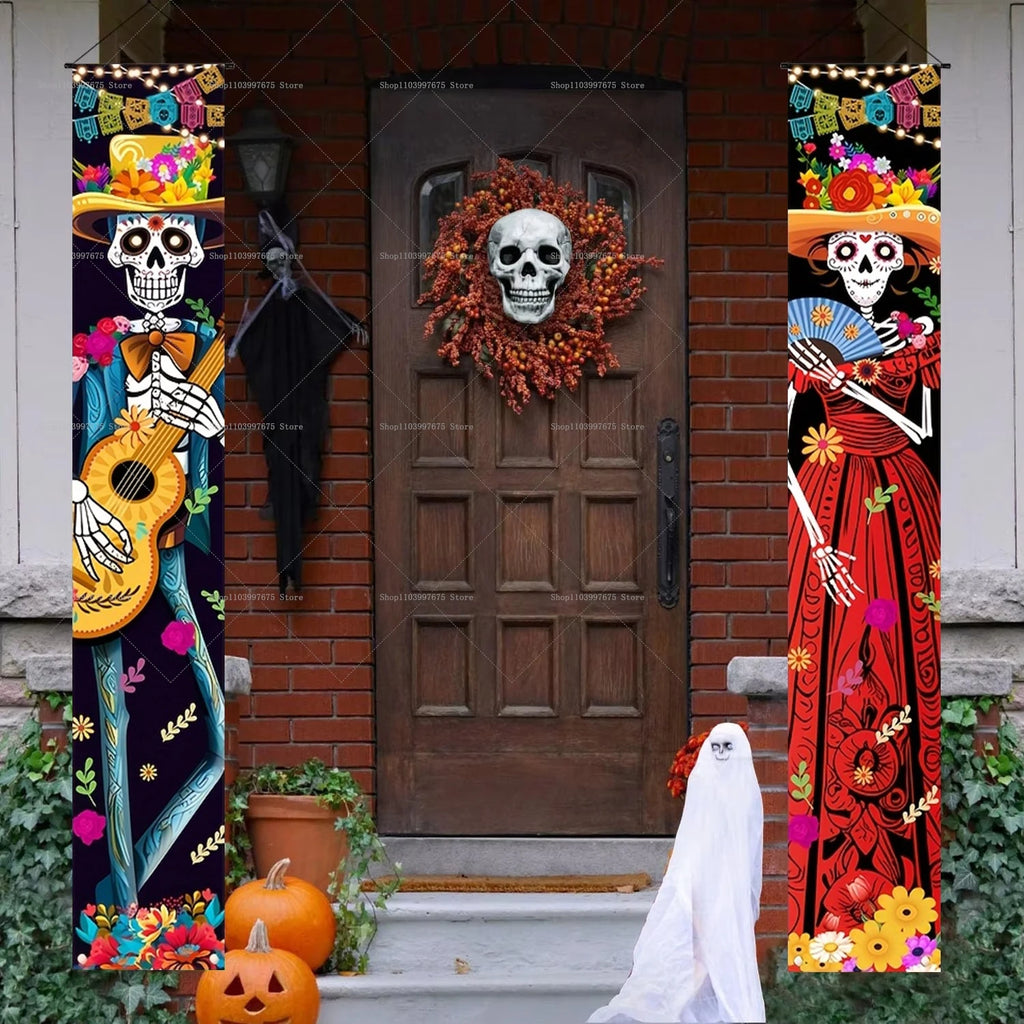 Dia De Los Muertos Porch Sign Banners Mexico Day Halloween