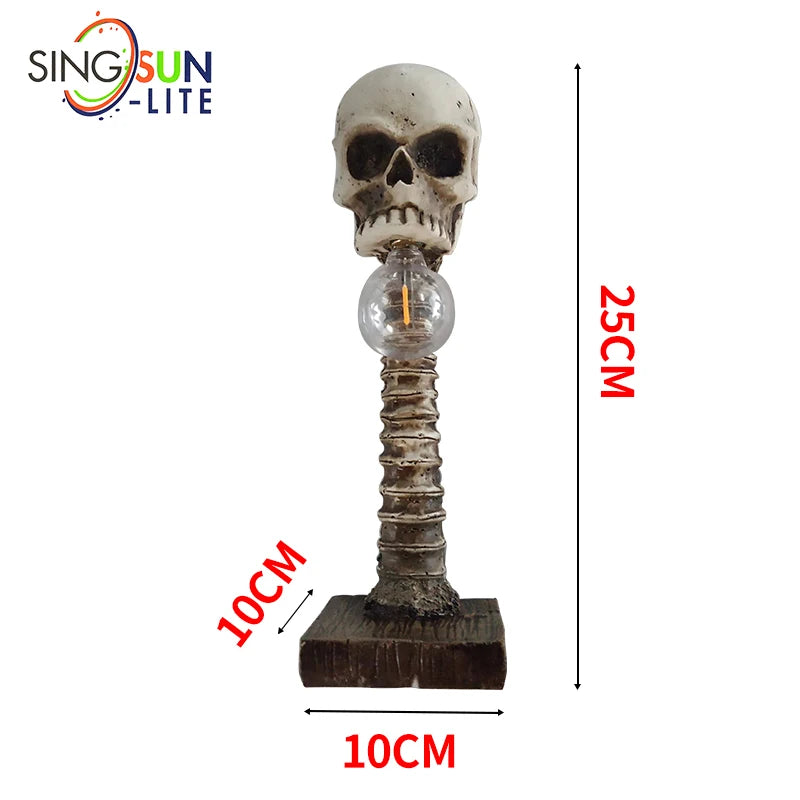 Halloween Skull Skeleton Lamp Horror 3D Statue New Table Light Creative Party Ornament Prop Home Bedroom Decoration Scary Props