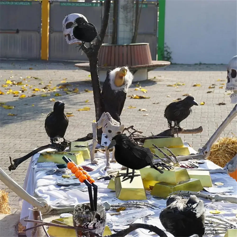 Realistic Black Crow Raven Halloween Decoration