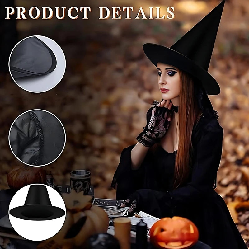 Halloween Witch Wizard Cosplay Props Black Magic Hats Flying Broomstick Decorations Halloween Party Masquerade Surprise Gift ZYF