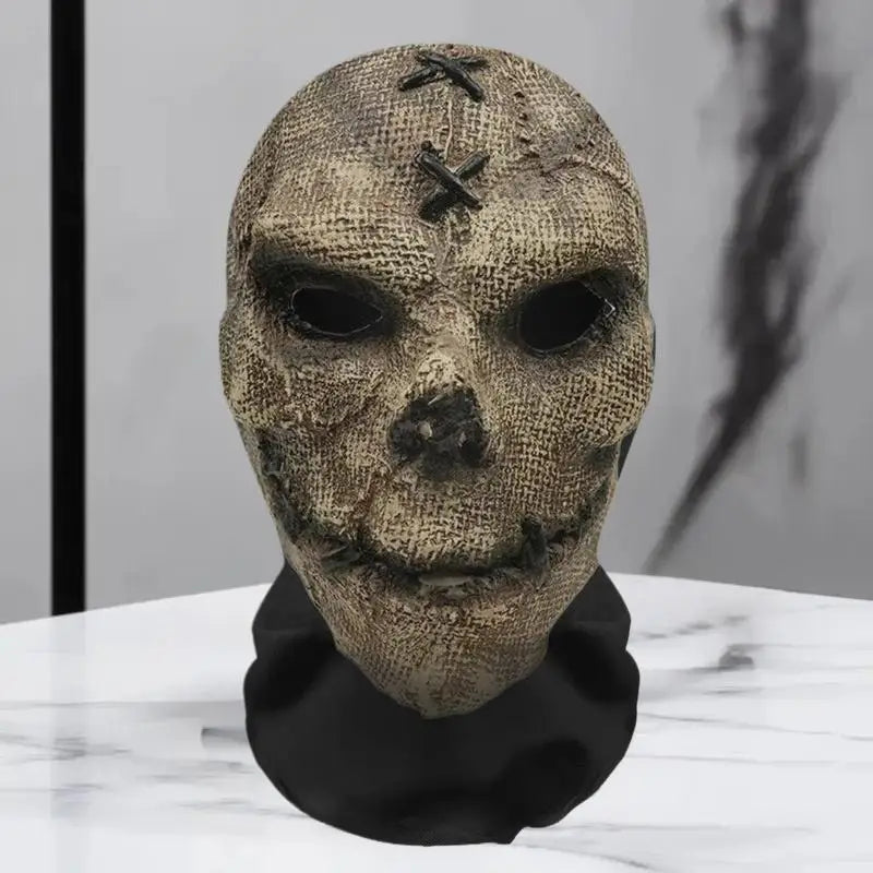 Halloween Ghost Face Full Mask, 3D Printed Stretchable Mesh, Comically Horrifying Cosplay Party Skull Headdress.