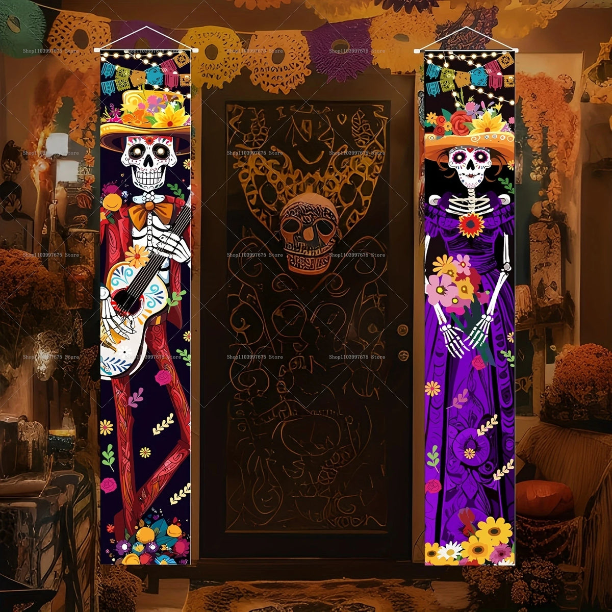 Dia De Los Muertos Porch Sign Banners Mexico Day Halloween