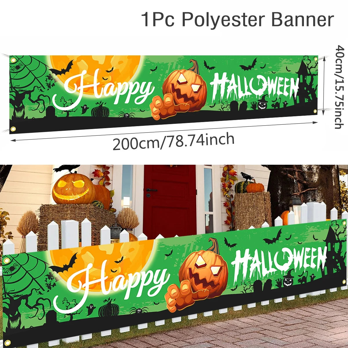 Halloween Banner Pumpkin Door Hanging Horror Halloween Hanging Banner For Home Decor Happy Halloween Ghost Festival Party Decor