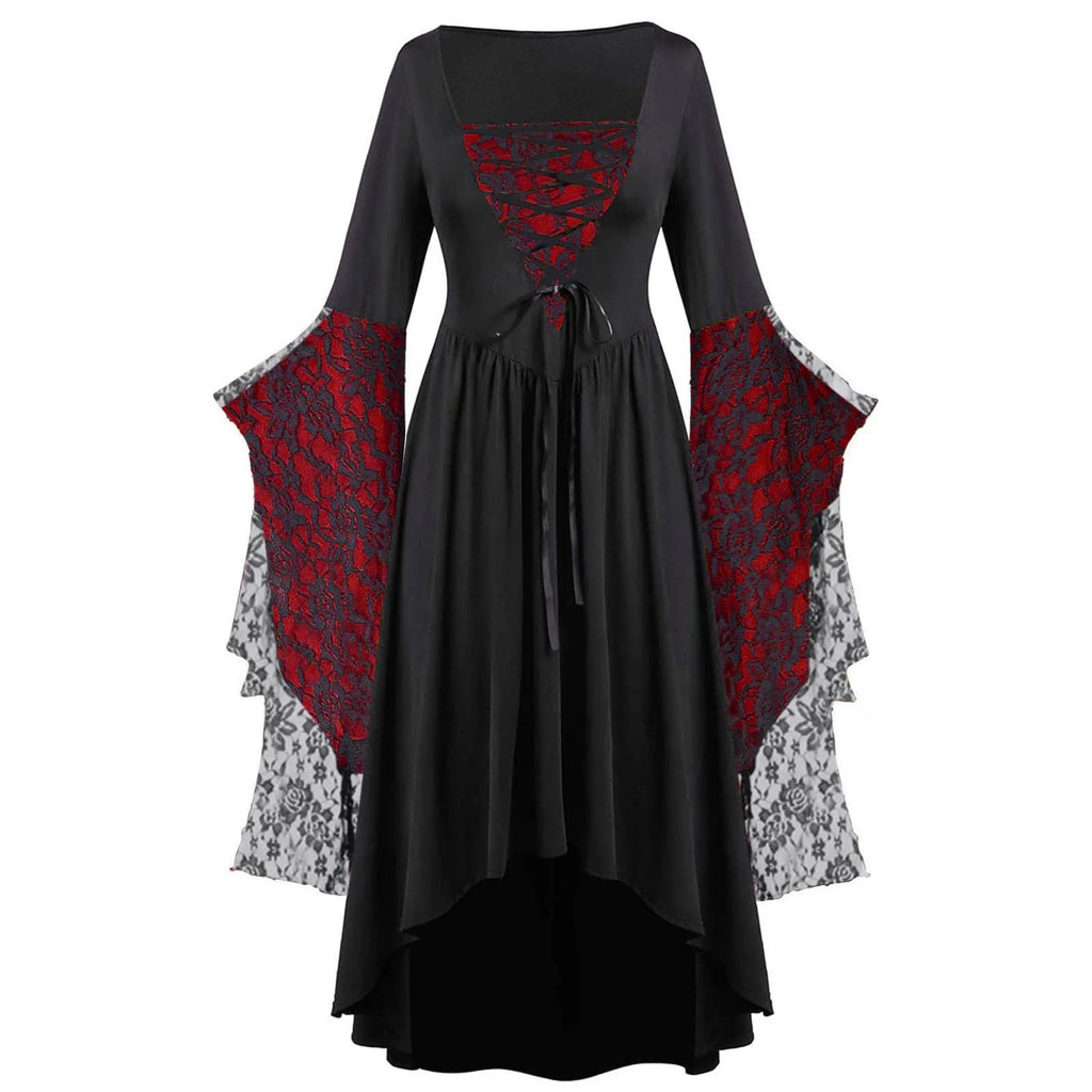 Women’s Gothic Witch Vampire Trumpet-Sleeve Dress