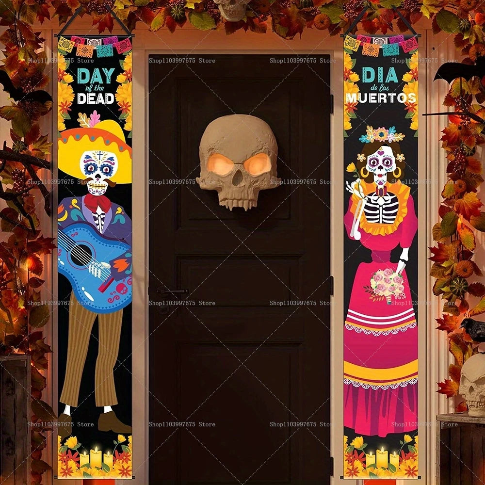 Dia De Los Muertos Porch Sign Banners Mexico Day Halloween