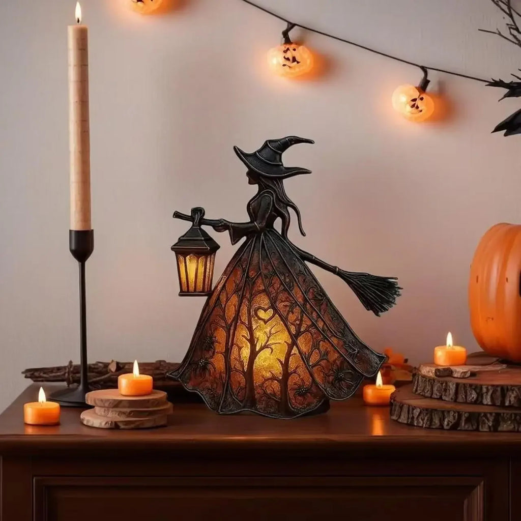 Halloween Witch Ghost 3D  Lamp Lantern Decorative Resin Lantern For Festival Spooky Party Decor Halloween Outdoor Indoor Lantern