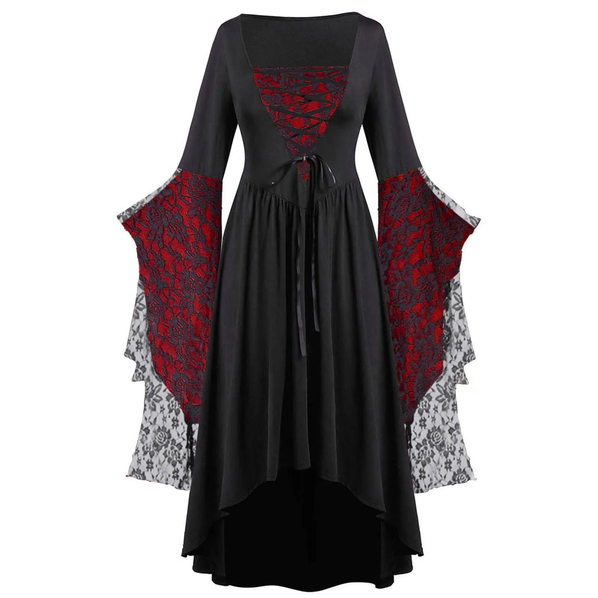 Women’s Gothic Witch Vampire Trumpet-Sleeve Dress
