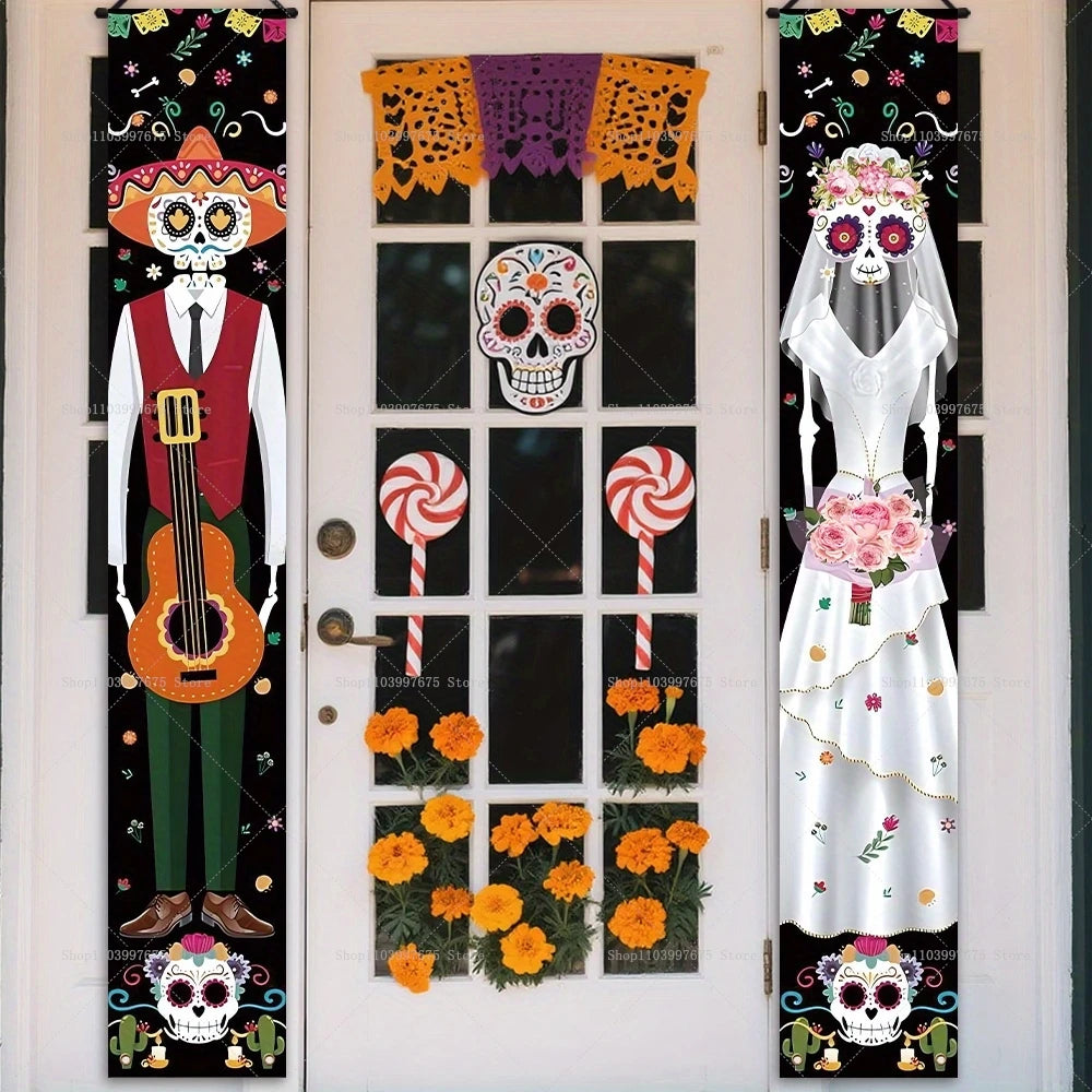Dia De Los Muertos Porch Sign Banners Mexico Day Halloween