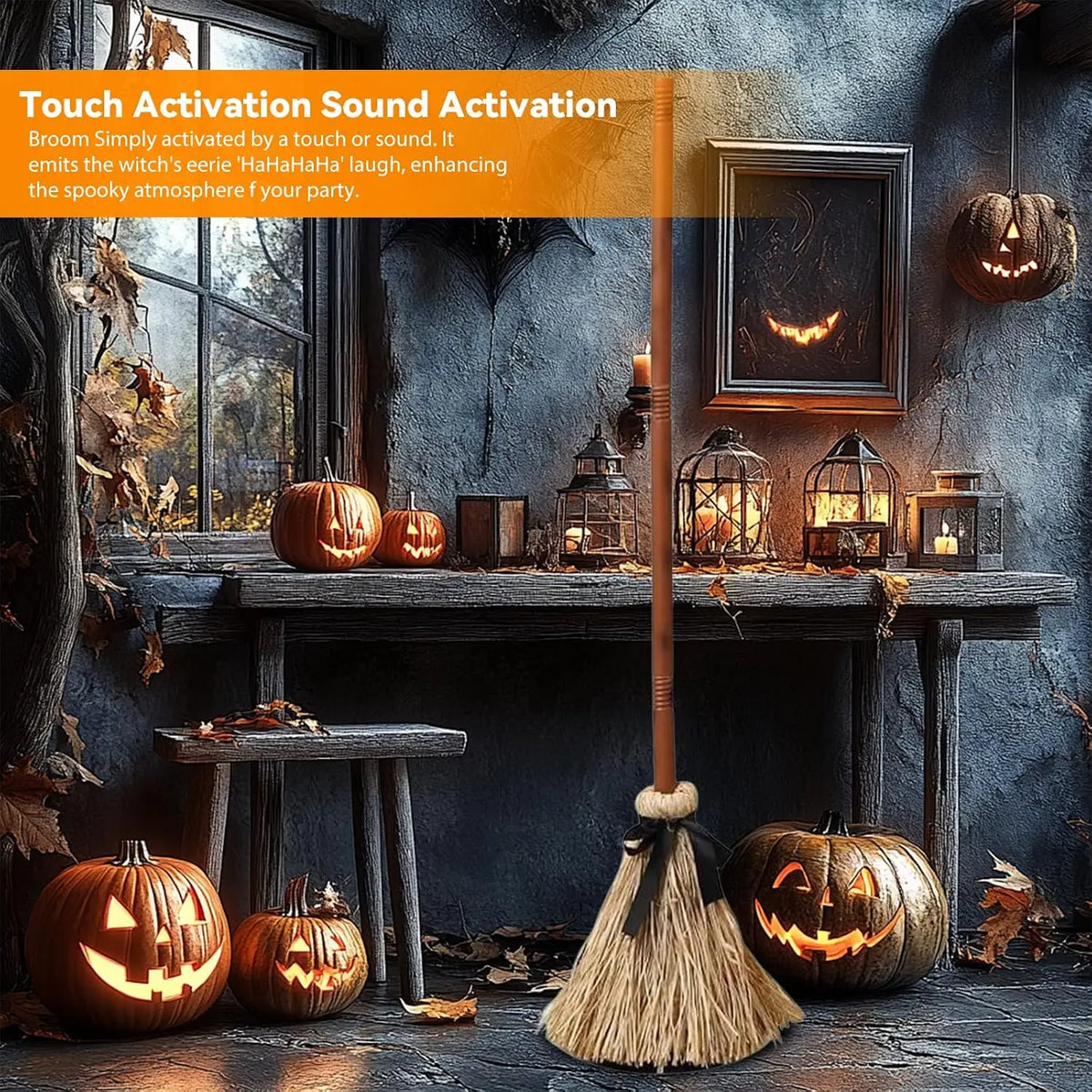 Floating Witch Broom with Hat