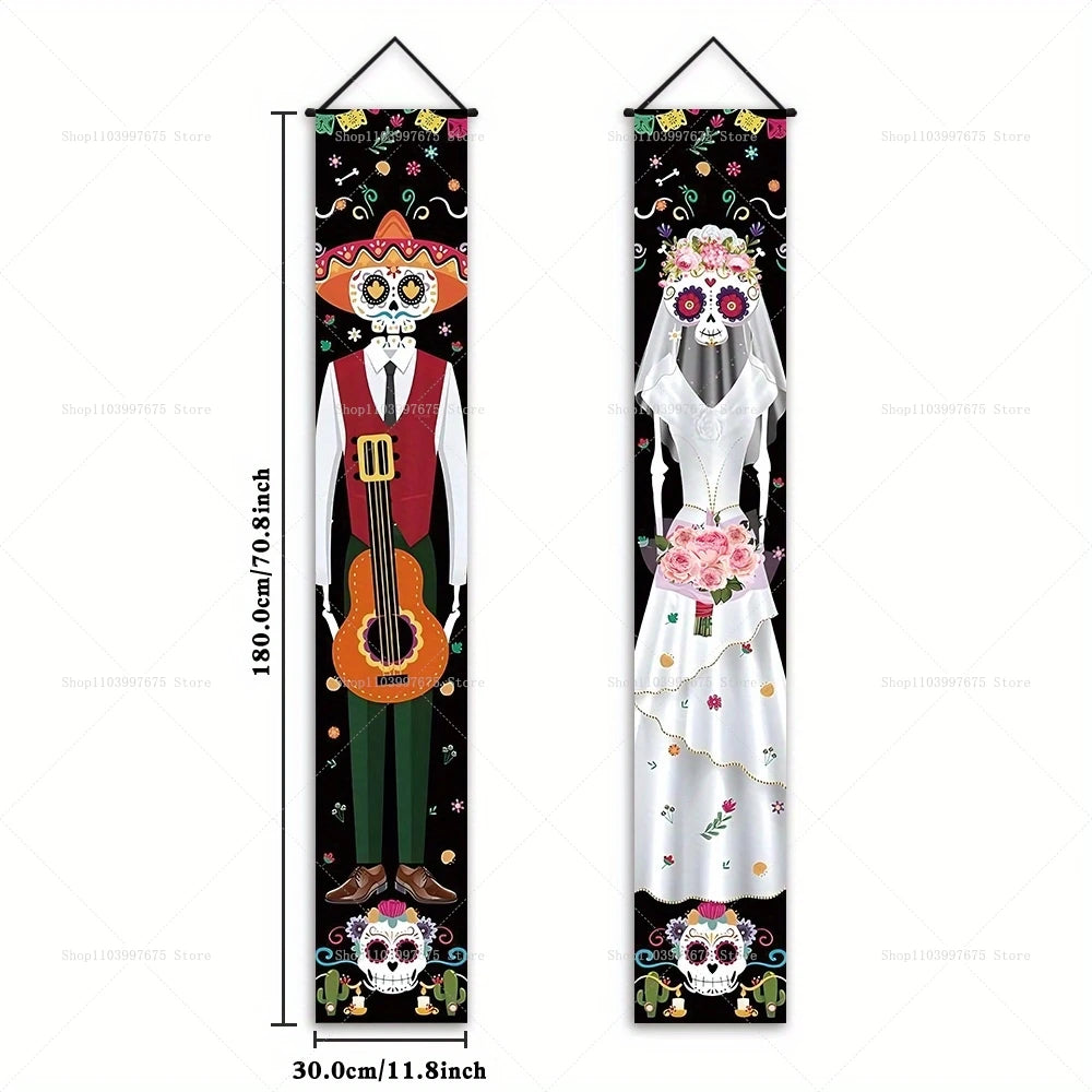 Dia De Los Muertos Porch Sign Banners Mexico Day Halloween