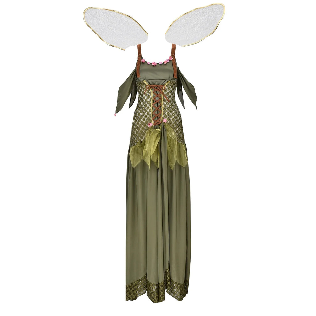 Enchanted Green Fairy Wing Corset Dress